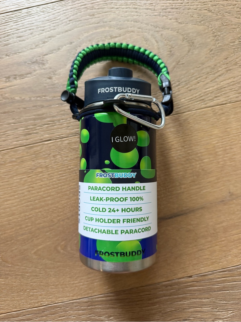 Frost Buddy 16oz Sports Buddy with Paracord Handle - Glows in the Dark- NWT